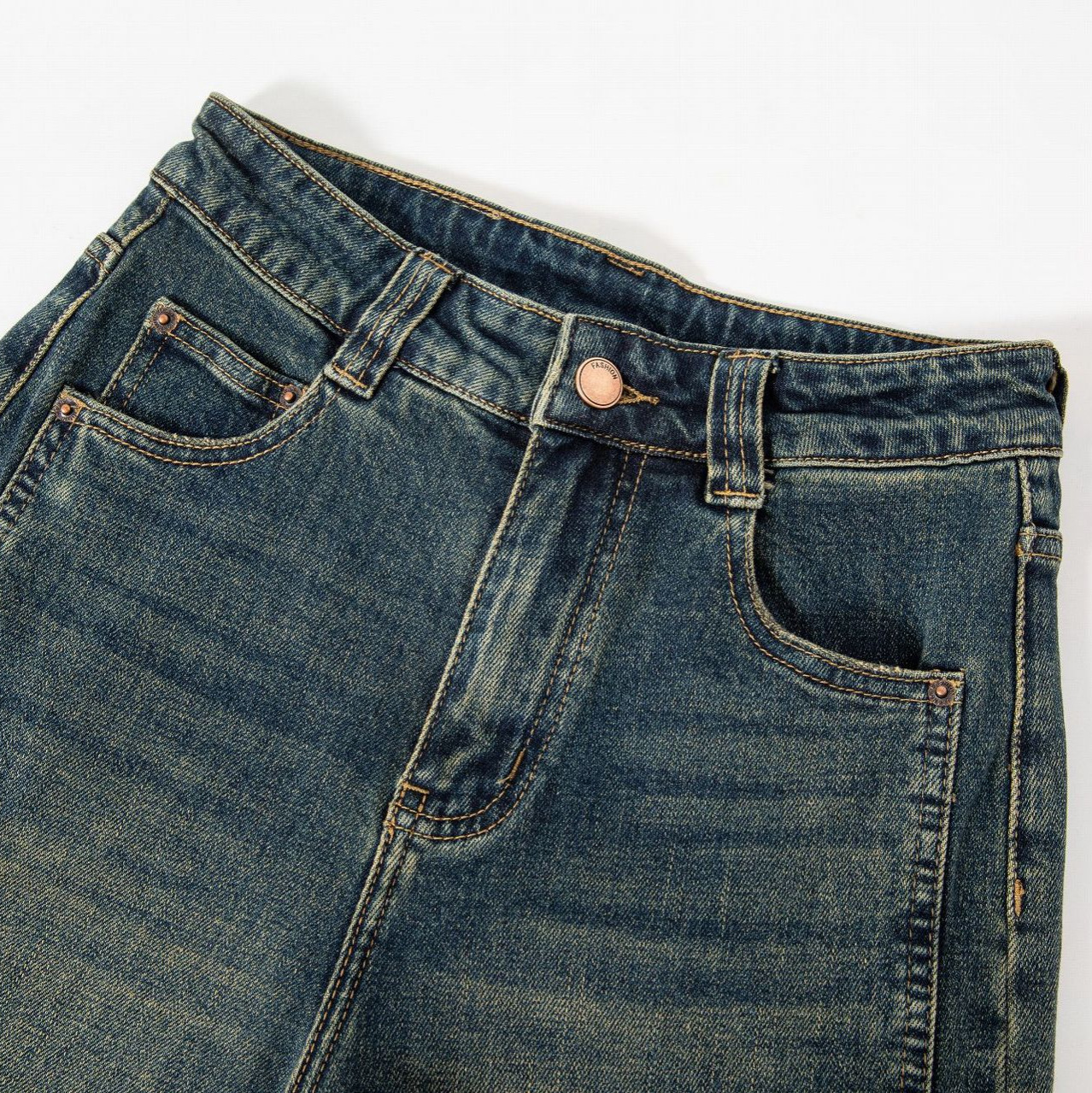 Damkläder Mellan- till exklusiva damkläder Högmidjade smala jeans Dam Vår och sommar Nya vida utsvängda byxor_voghion.com