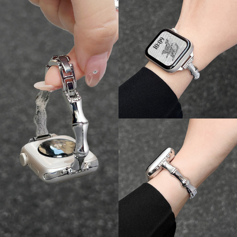 Suitable for iWatch Strap Se Apple Watch 11Th Generation Applewatch9 Huawei Gt6 Xiaomi 10 Bamboo Bone Chain Suitable for iWatch Strap Se Apple Watch 11Th Generation Applewatch9 Huawei Gt6 Xiaomi 10 Bamboo Bone Chain