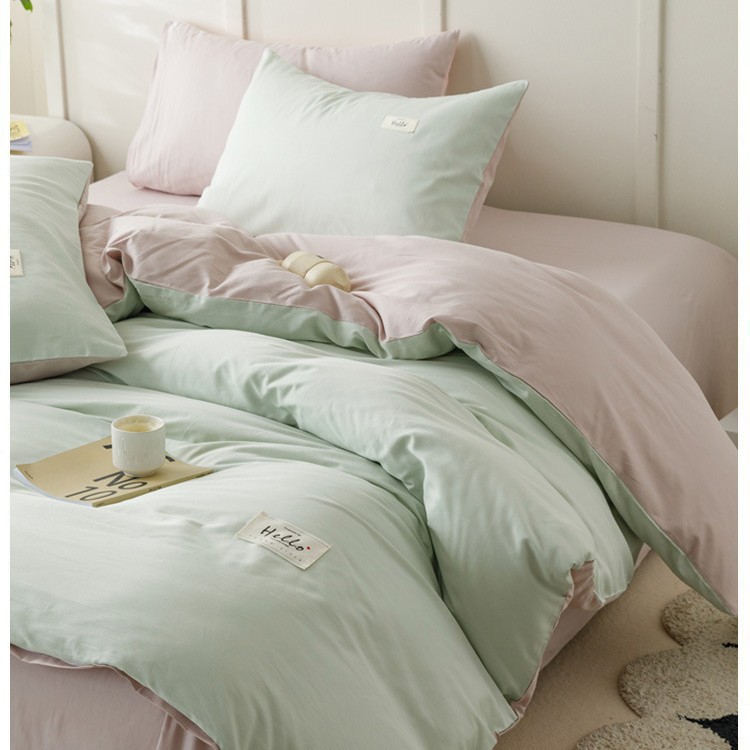 Algodón de cuatro piezas, ropa de cama de algodón lavable, ropa de cama