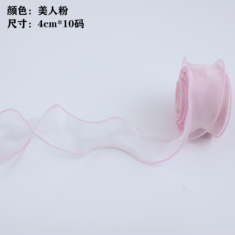 En stock al por mayor 4cm Phnom Penh fishtail hilo llano envuelto flor amplia cinta onda cinta ramo de flores material de embalaje