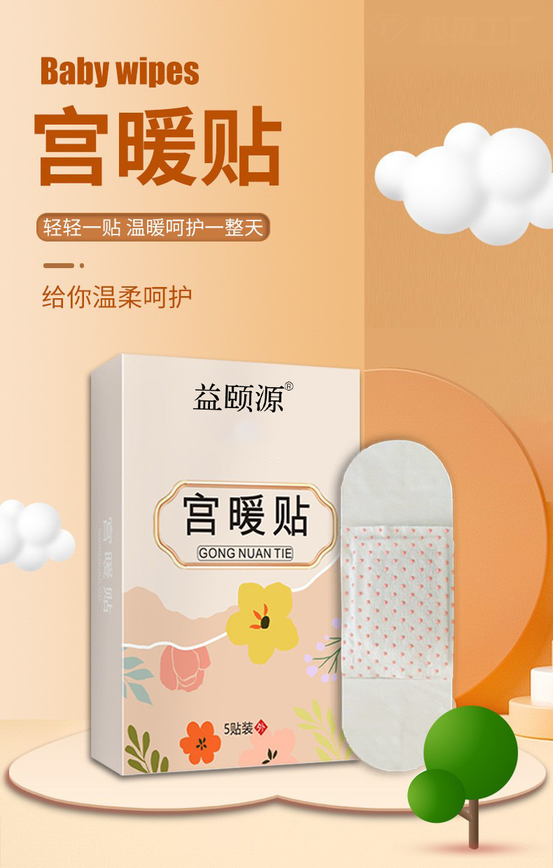 Warm Palace Heat Patch with Mugwort Self Heating Abdominal Patch for Menstrual Comfort 5 Patches per Box overview