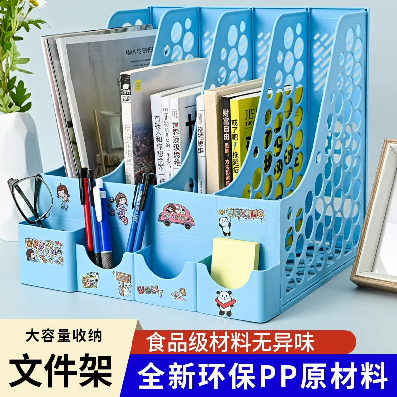 Книжная полка Настольная стойка для файлов Многослойная Многофункциональная Корзина для файлов большой емкости Классификационная стойка Ящик для хранения данных Офисные принадлежности