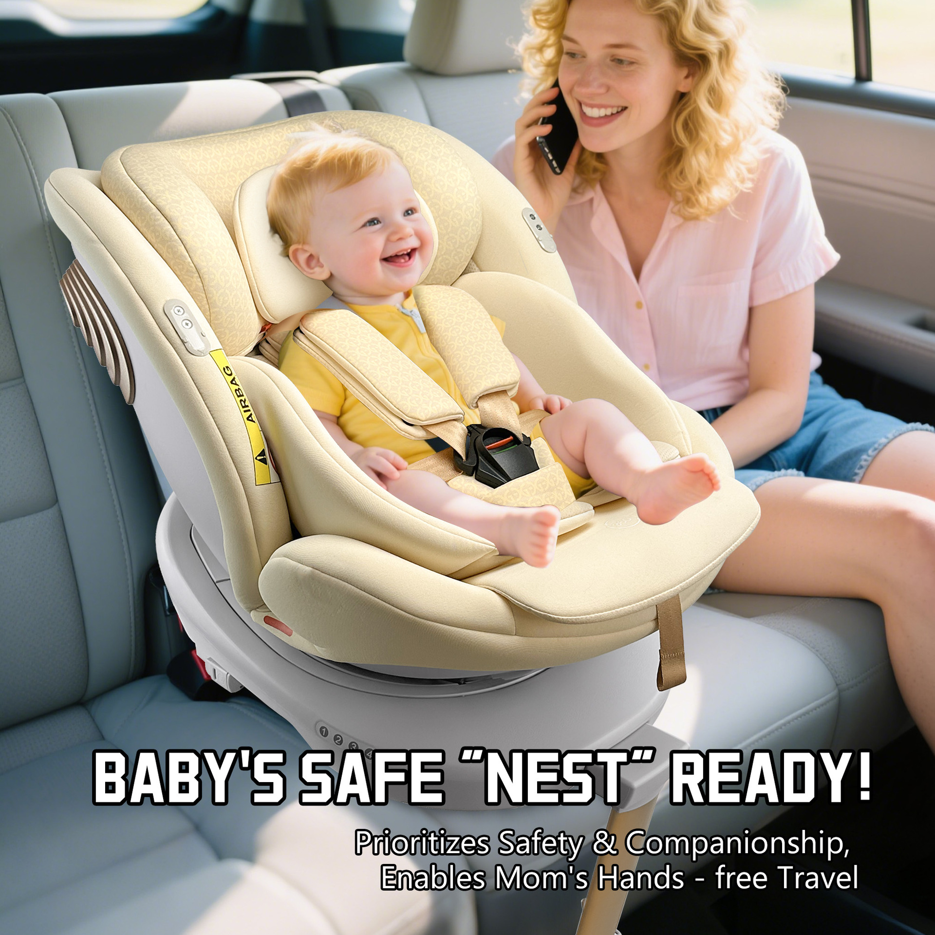 2025 New Model 0-12 Years Old Kidsren's 360-Degree Rotating Safety Seat Baby Space Capsule Isofix Car I