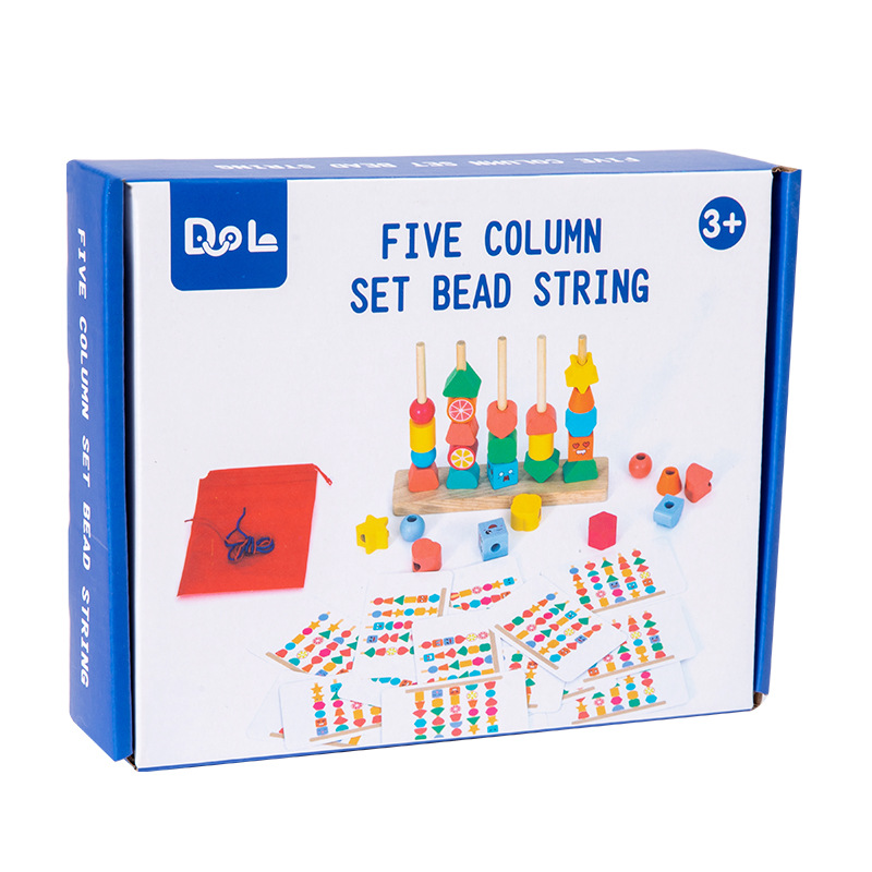 Educación temprana de los niños escritorio madera forma geométrica conjunto columna cuentas Jenga cuerda color juego juguetes educativos