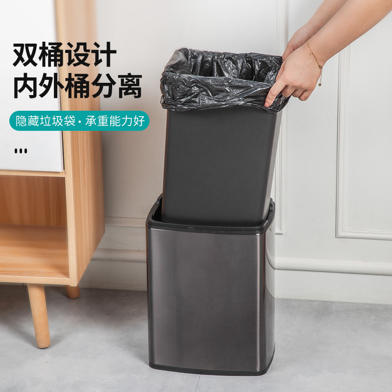 Basura hogar inodoro sala de estar gran capacidad dormitorio Hotel habitación de invitados inodoro de acero inoxidable basura con tapa