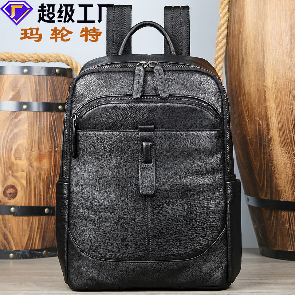 Ba lô nam da bò lớp đầu cao cấp, ba lô da thật đựng laptop 15 inch, túi du lịch đi học dung tích lớn 29×16×40 cm — Màu Đen (Da hoa dọc), Màu cà phê (Da rơi tự nhiên), Màu Đen (Da rơi tự nhiên), Màu nâu (đánh bóng vỏ cây)