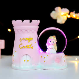 梦幻城堡公主创意水晶球笔筒收纳学生礼品手办儿童玩具装饰品批发