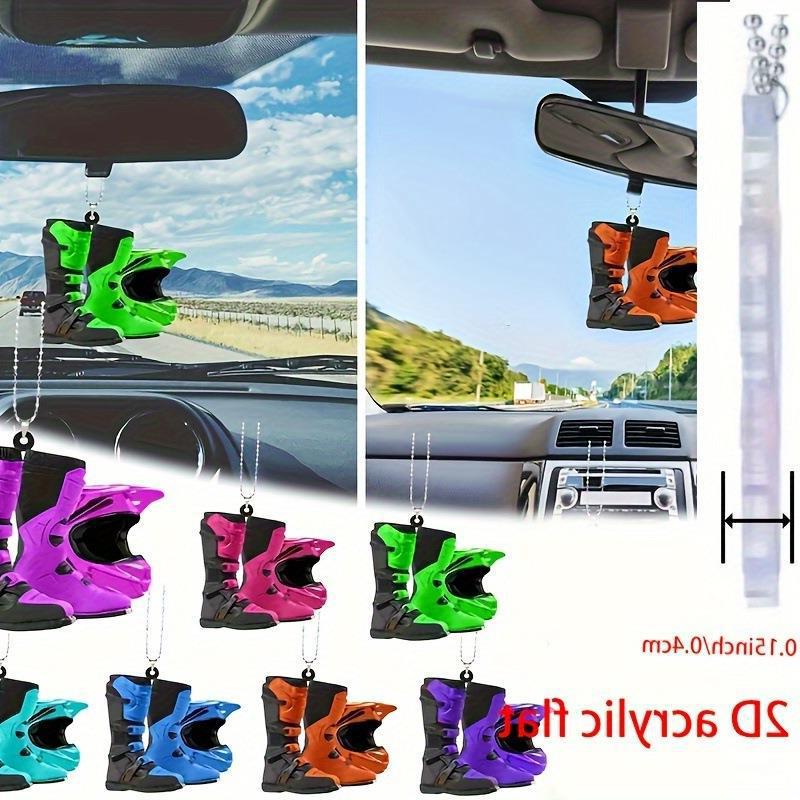 24 años de nuevo casco creativo botas de rally acrílico colgante plano espejo retrovisor de automóvil colgante de Navidad