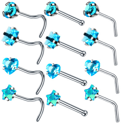 Europe and America Explosive money zircon S Ear Studs Nose nail Bihuan human body puncture Jewelry Stainless steel labret wholesale