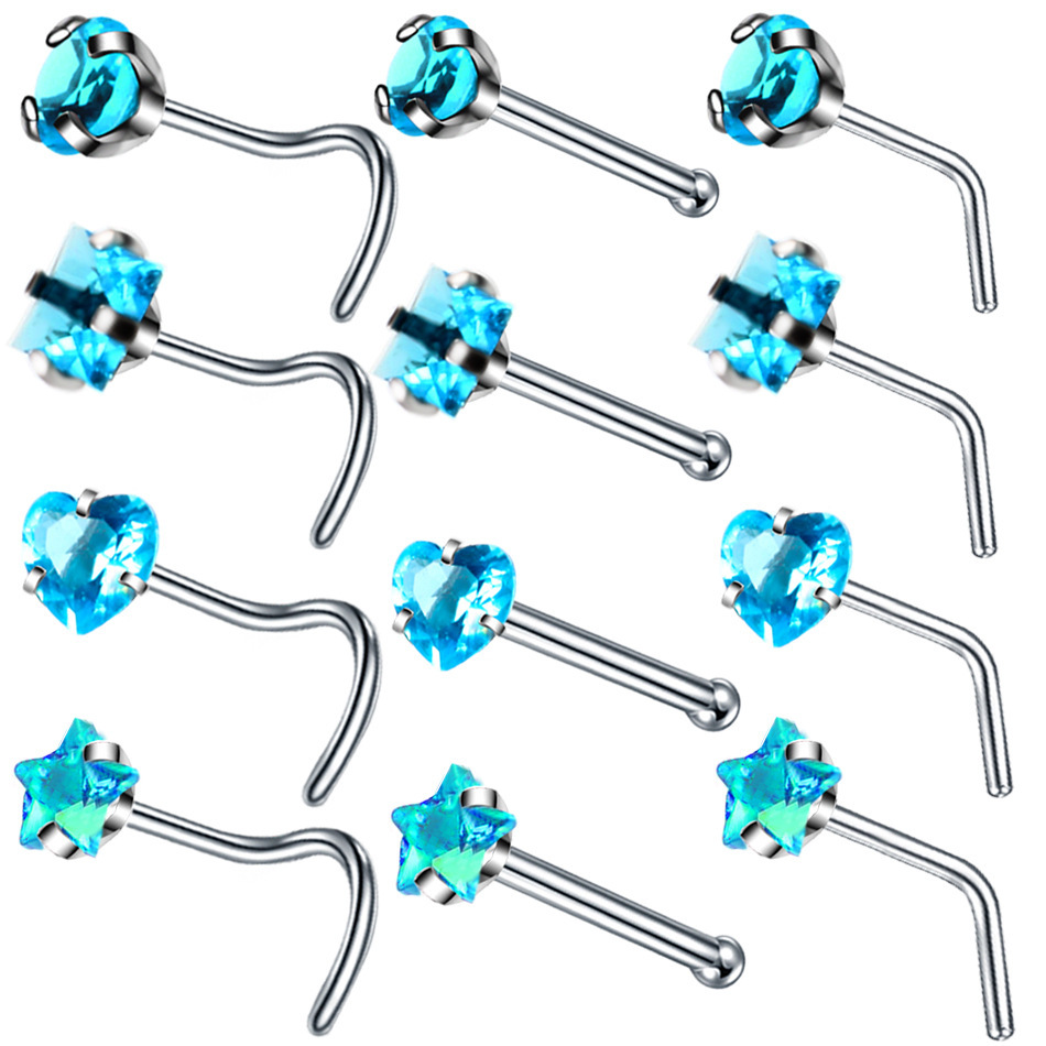 Europe and America Explosive money zircon S Ear Studs Nose nail Bihuan human body puncture Jewelry Stainless steel labret wholesale