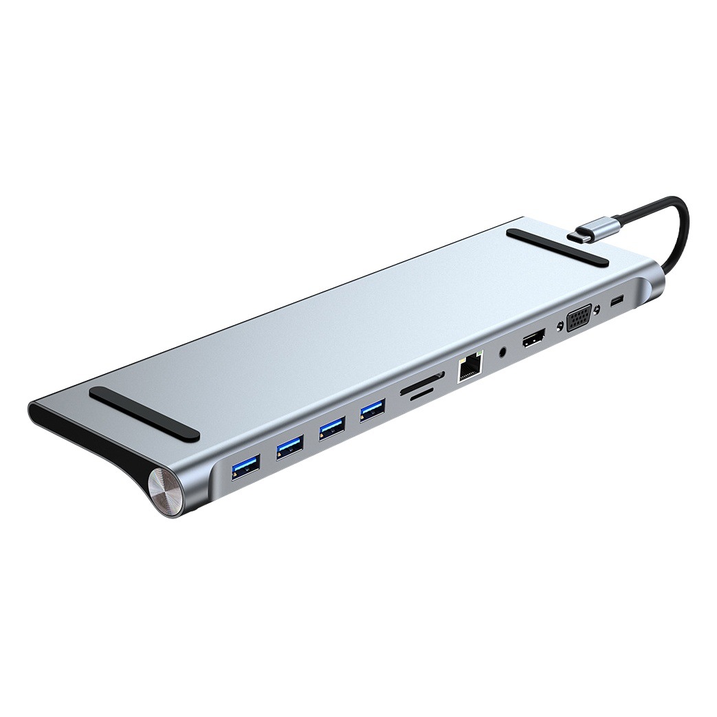 Base de expansión USB-C transfronteriza 11 en 1, estación de acoplamiento 4K 30Hz/60Hz Gigabit, stock de fábrica OEM