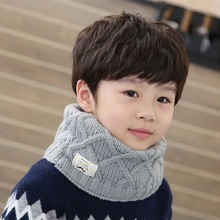秋冬纯色针织贴标儿童围脖 韩版加厚保暖毛线男女童宝宝百搭围脖