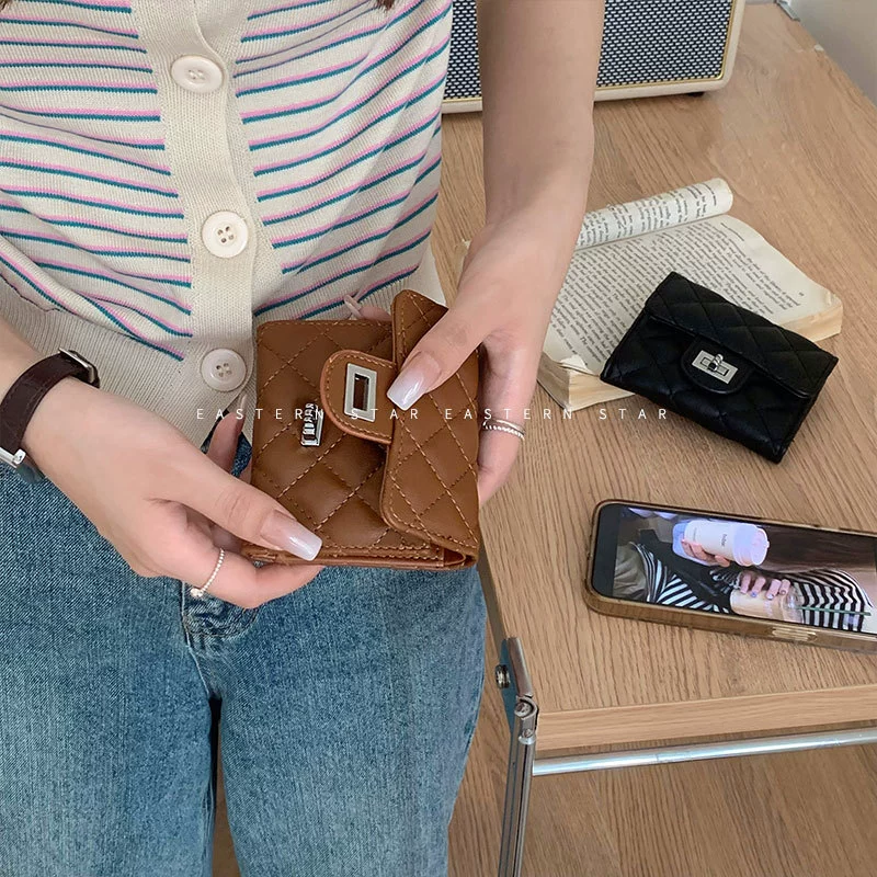 Кошелёк Brand вместительный с ромбовидной стёжкой и молнией, коллекция 2023, в стиле Chanel