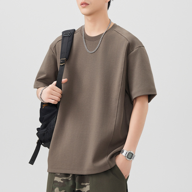 Trendy Short-Sleeve T-Shirt Casual Loose Men's Top Versatile Simple High Street Men's High-End Men's Summer New Style