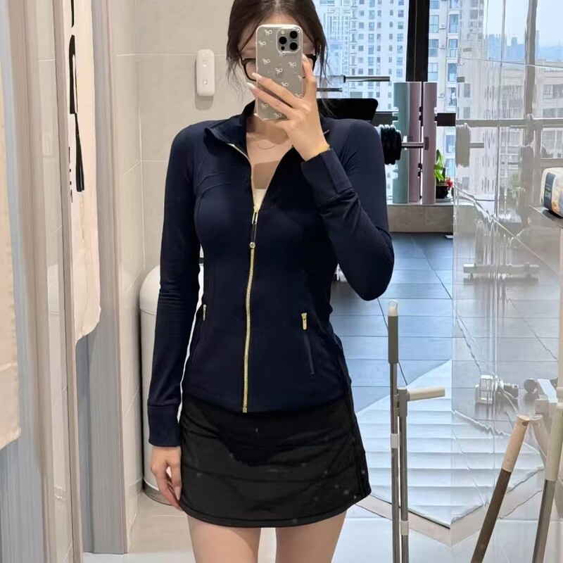 Lulu In-Stock Original Gold Label Df Yoga Top Fitness Wear Long-Sleeve Running Sports Stand-Collar Jacket Style