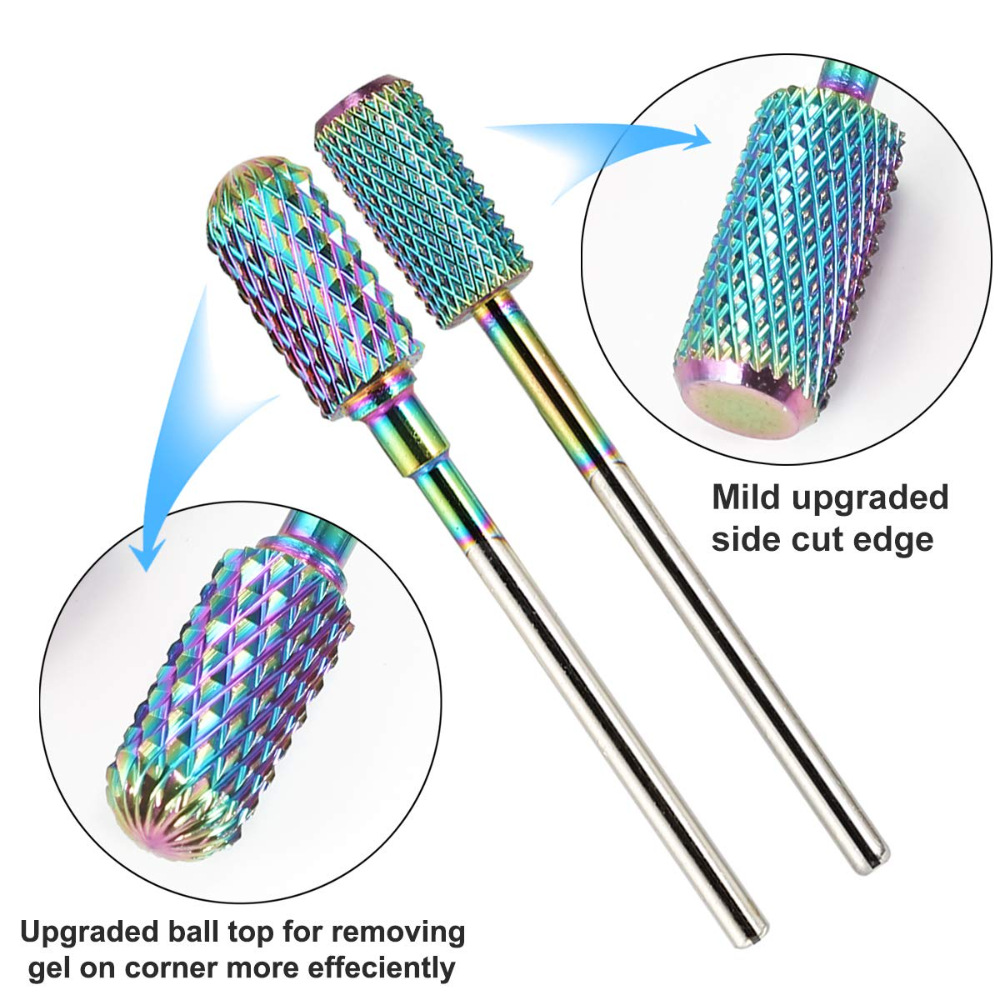 11 piezas de cerámica de colores de acero de tungsteno de uñas de esmeril pulido traje de cabeza de uñas removedor de la piel muerta cepillo de limpieza de la cabeza de molienda