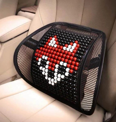 Waist support: car lumbar support cushion - wooden-bead-h-shaped-lumbar-support-fox-design