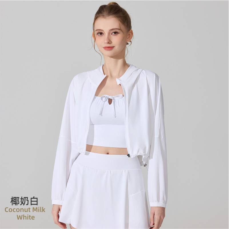 Hijo original chaqueta de protección solar anti-UV camisa de manga larga chaqueta de seda de hielo chaqueta de sensación fría chaqueta de yoga de fitness al aire libre chaqueta superior image 8