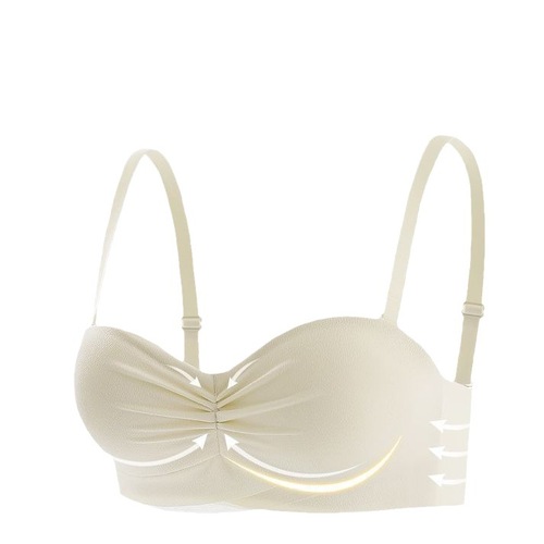 Half Cup Women's Small Cup Push-Up Bra for Flatter Chest, Seamless, Anti-Sag, Strapless Bra Cover for Summer, Thin Style