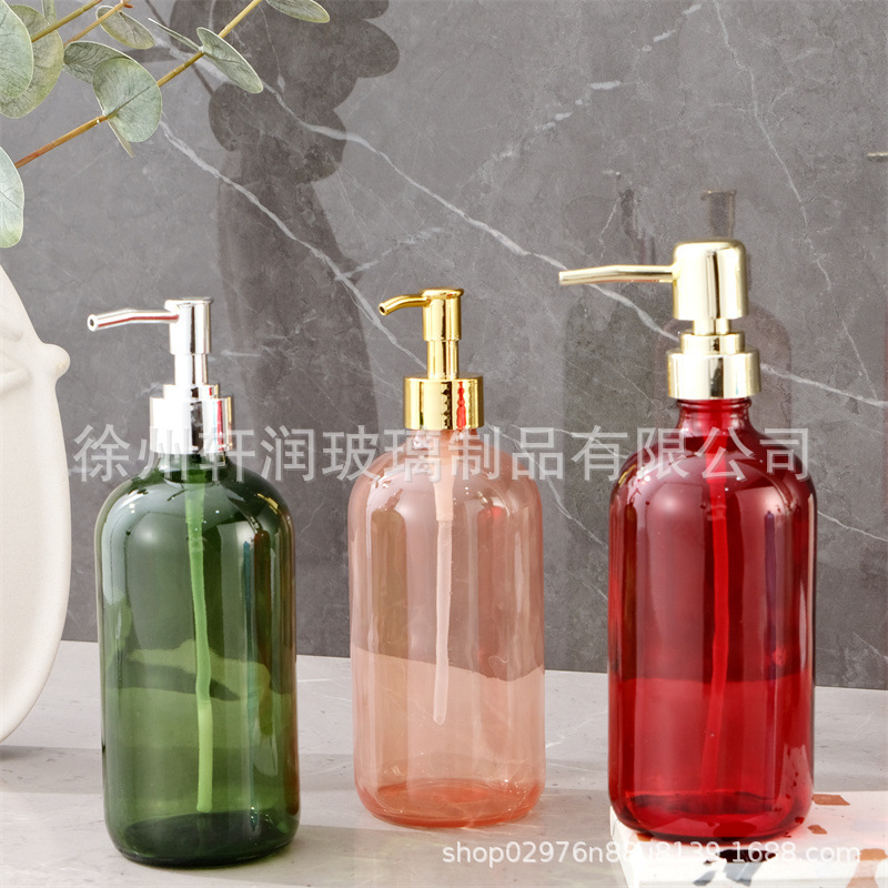 卸売プッシュ式手指消毒剤ガラスボトル詰め替えボトルホテルB&B家庭用カラーローションシャワージェル空ボトル|undefined