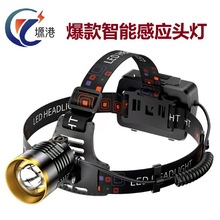 跨境爆款白激光鋁合金頭燈工廠批發可充電變焦遠射頭戴式釣魚燈