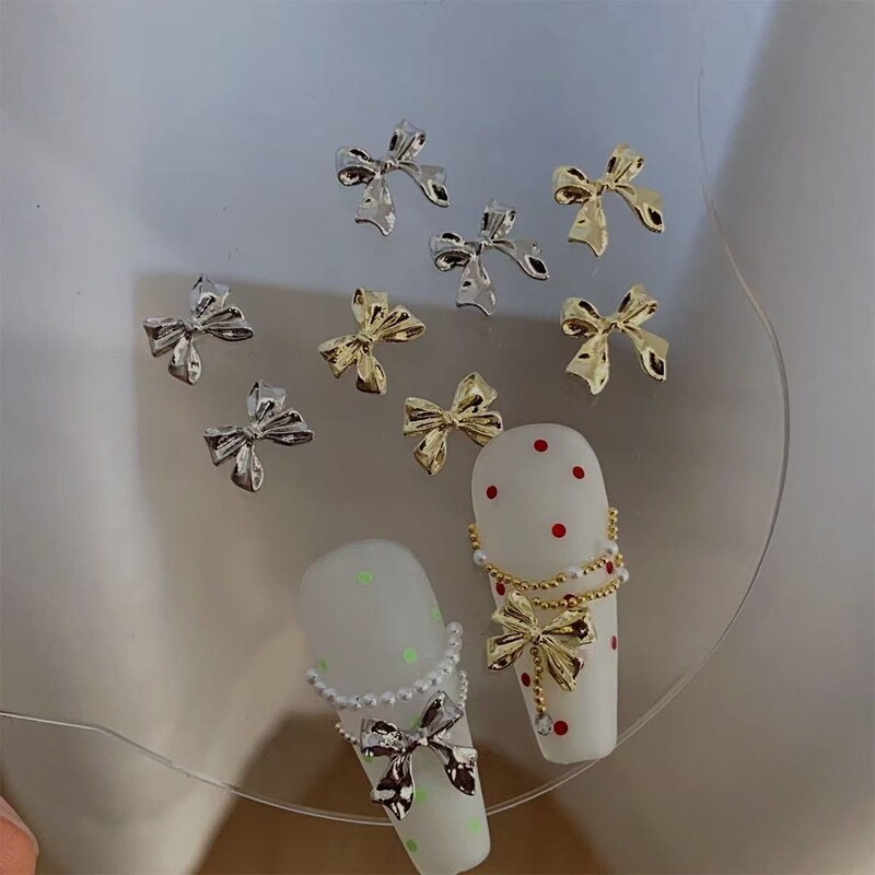 Nail Art Bow Jewelry 2023 Christmas Garnish Bow Three-dimensional Simple Metal Nail Decoration