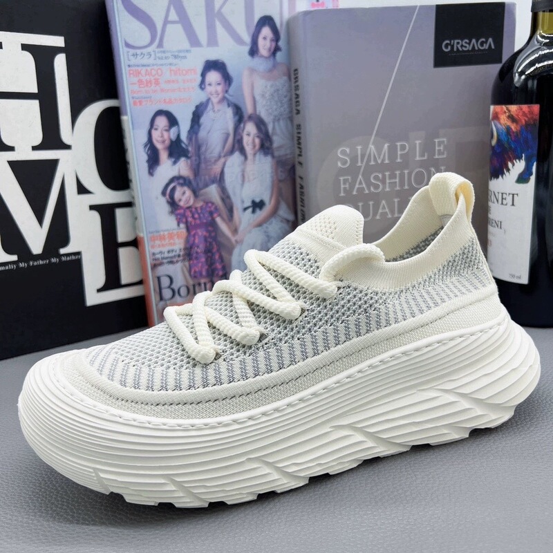 2025 Spring and Summer Men's Shoes New Breathable Mesh Sports White Shoes Thick Sole Heightening Slip-On Lazy Casual Shoes 2025 Spring and Summer Men's Shoes New Breathable Mesh Sports White Shoes Thick Sole Heightening Slip-On Lazy Casual Shoes