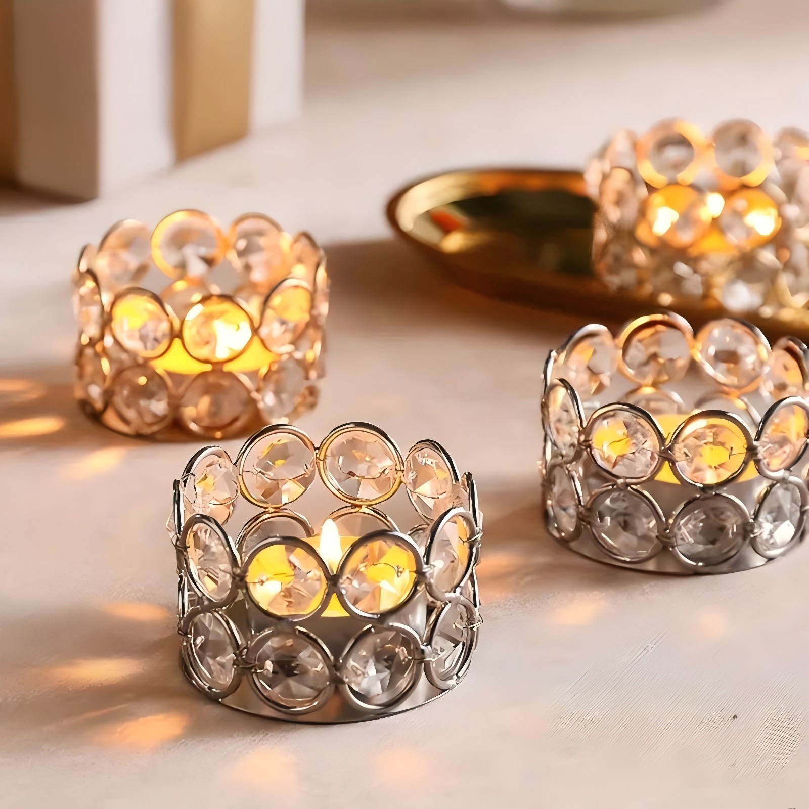 Candelabro de hierro forjado con copa de vidrio hueca, decoración elegante para bodas y Navidad