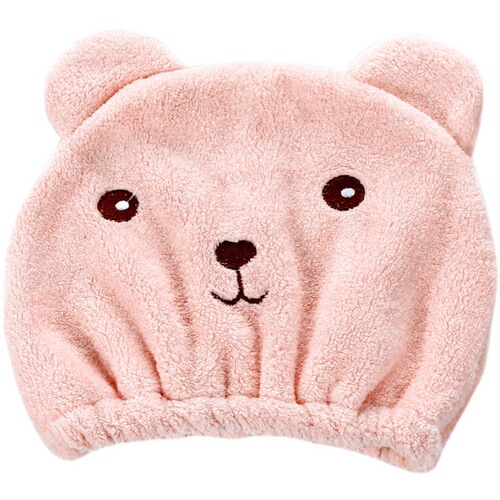 Cartoon bear thickened coral velvet dry hair cap, fine fiber absorbent turban to wipe hair, shower cap manufacturer wholesale
