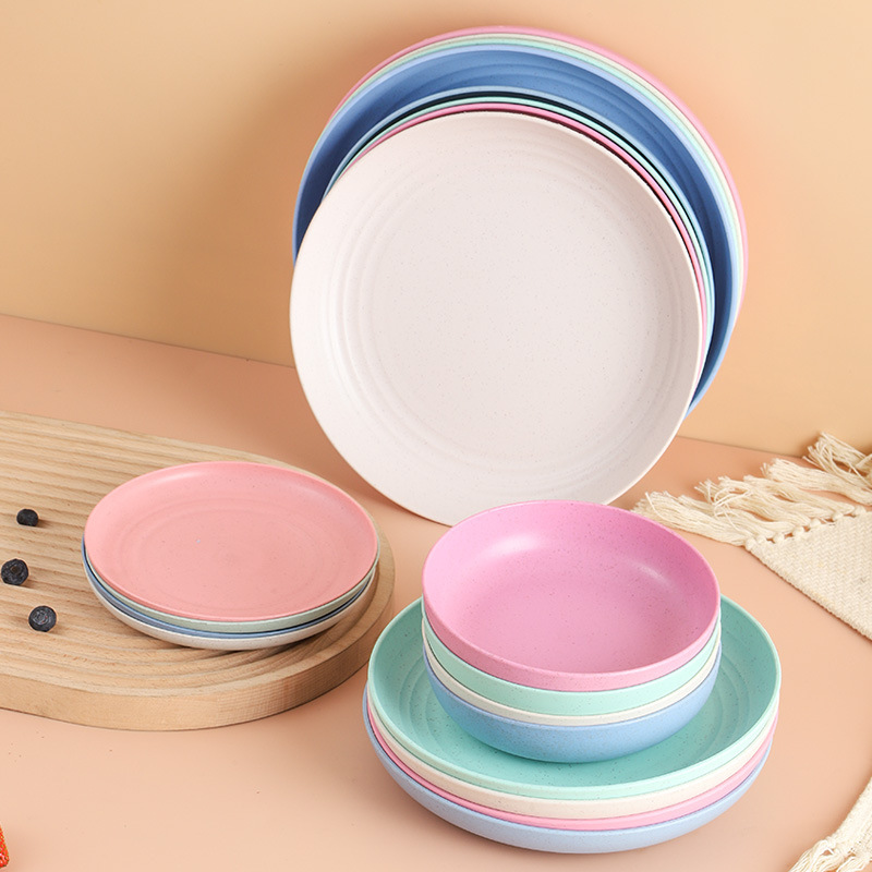 Factory Tray Direct Supply Wheat Straw Disc suit Household Hotel Dinner Plate Bone Spitting Dish Dessert Snack Fruit Plate