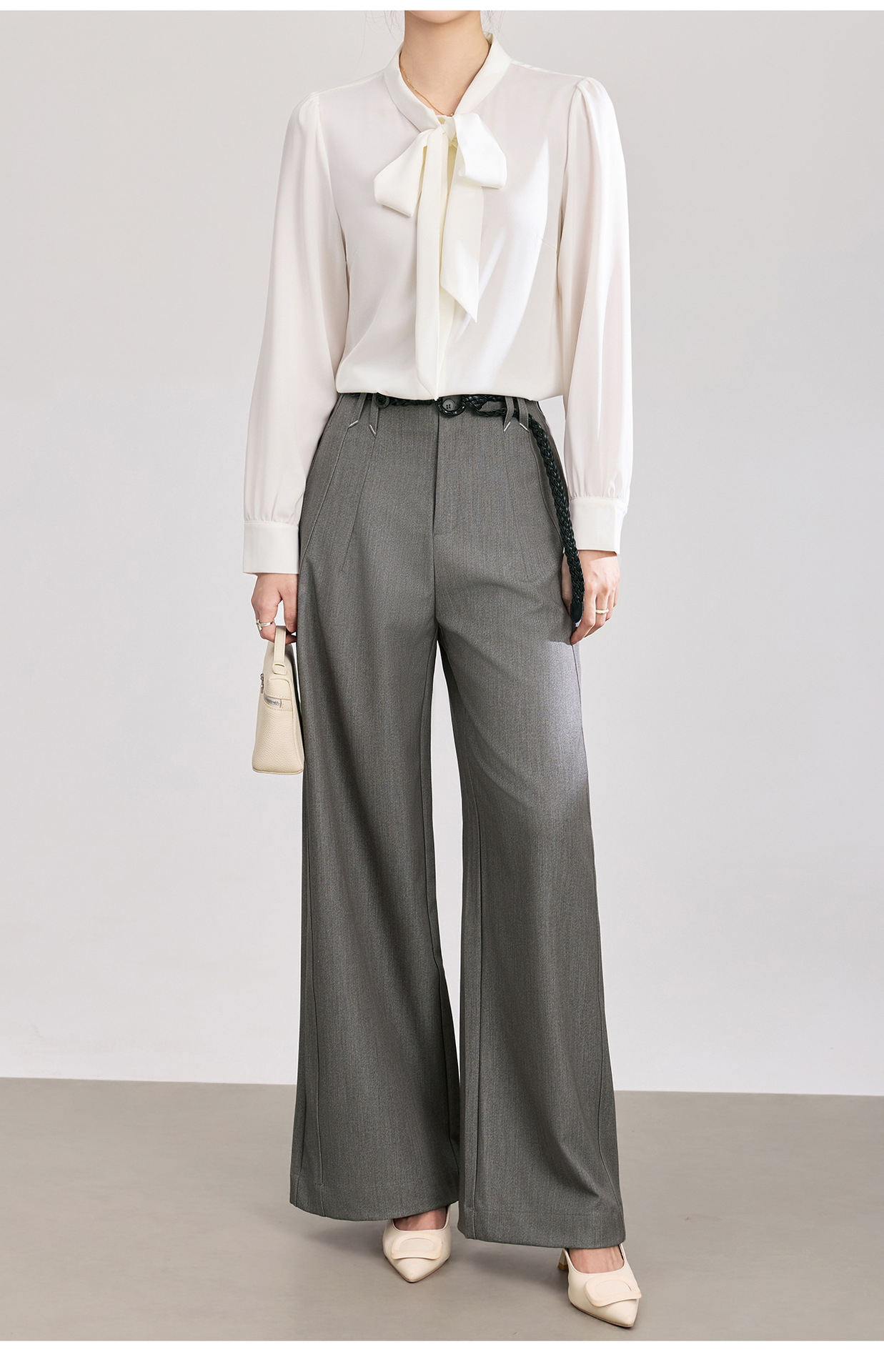 Quần culottes nữ ống rộng dáng suông chất len pha tơ nhân tạo cao cấp — Xanh lông mòng đen chi tiết 23