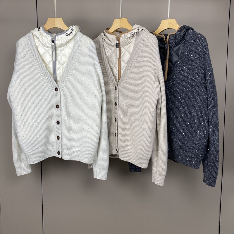 Nanyou Pin 24 Autumn and Winter New Elegant Cashmere Single-breasted Cardigan Goose Velvet Zipper Vest Down Jacket Two-piece Set