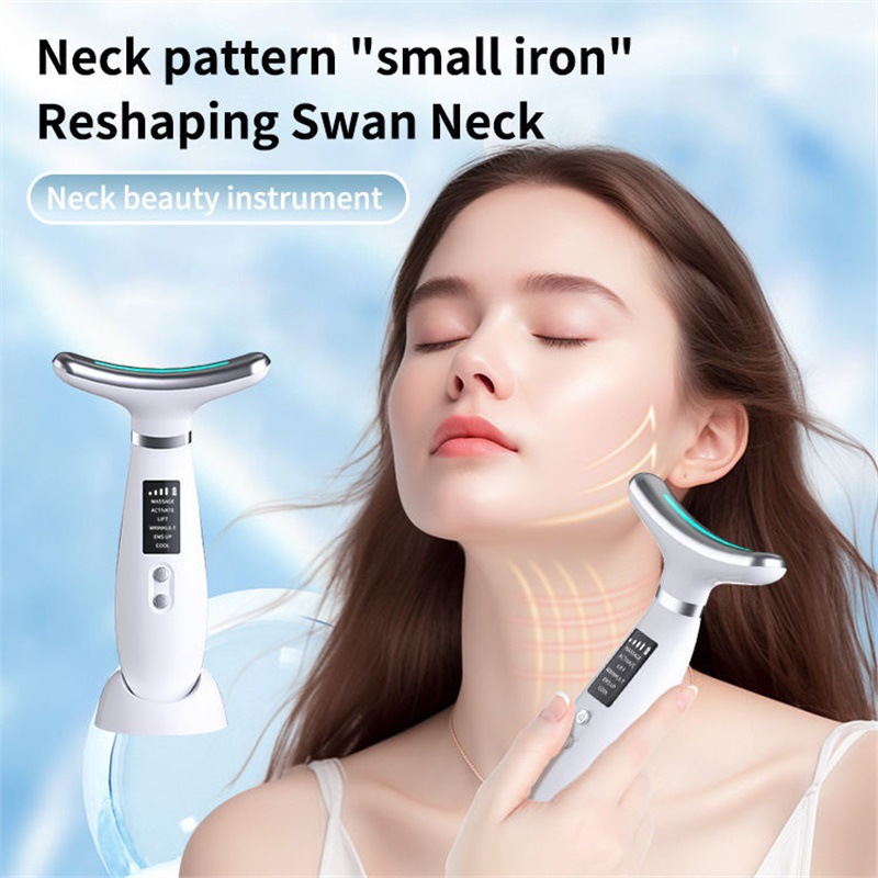 Ice Compress with Base Neck Beauty Instrument Ems Multi-Functional Colored Light Beauty Instrument Lifting and Firming Facial Massager
