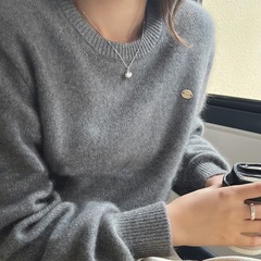 加厚秋冬山羊绒衫女圆领欧货百搭针织宽松软糯羊毛打底慵懒毛衣