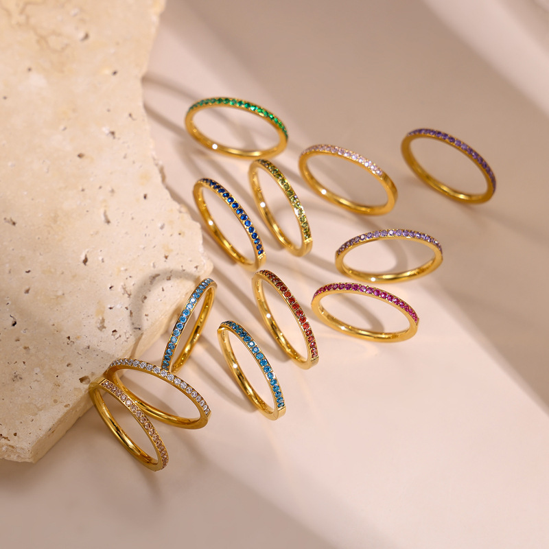 Wholesale Jewelry Modern Style Classic Style Geometric 304 Stainless Steel Zircon Rings display picture 2