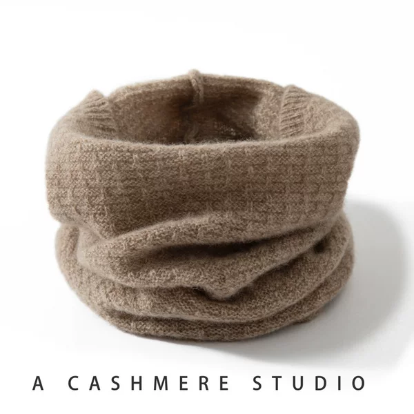 Lukaisha Heavyweight Thickened 100% Pure Cashmere Neck Warmer for Men and Women, Neck Protection Knitted Scarf, Winter Warm Pullover