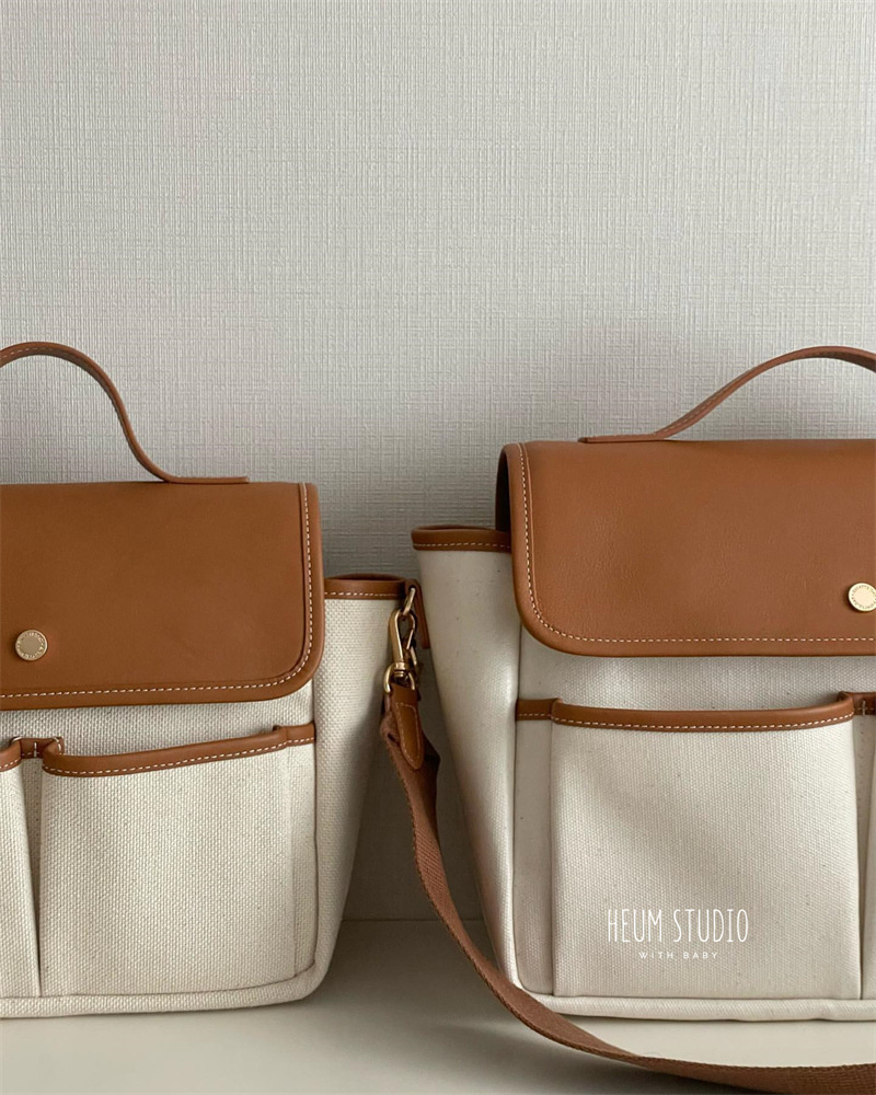 Damentasche, Mamatasche, Ausgehen, mehrere Fächer, große Kapazität, Umhängetasche aus leichtem Canvas für Mutter und Baby, tragbare Mamatasche_voghion.com