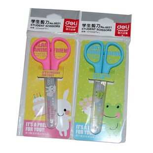 Deli 6021 student safety scissors stainless steel Children's handmade scissors with sheath