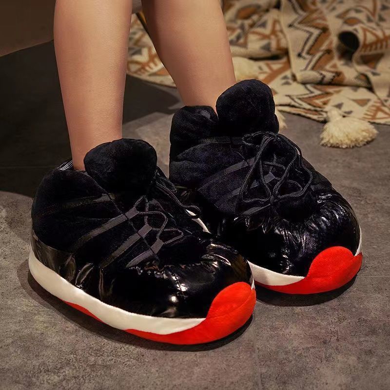Invierno parodia aj cono coco zapatillas de algodón divertido interior pareja casero zapatos de felpa cálido rojo neto zapatos de algodón grande mujer