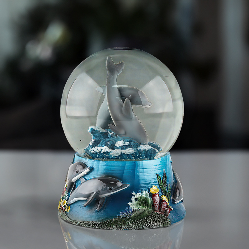 Creative resin cartoon dolphin animal crystal ball decoration customized water ball souvenir decoration gift to map customization