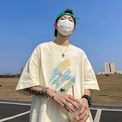 Summer new printed short sleeved T-shirt for men's loose casual youth T-shirt_voghion.com