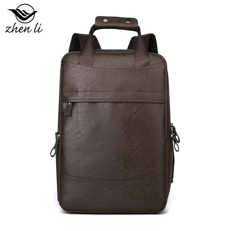 Men's trendy large capacity business PU computer women's casual versatile student backpack_voghion.com