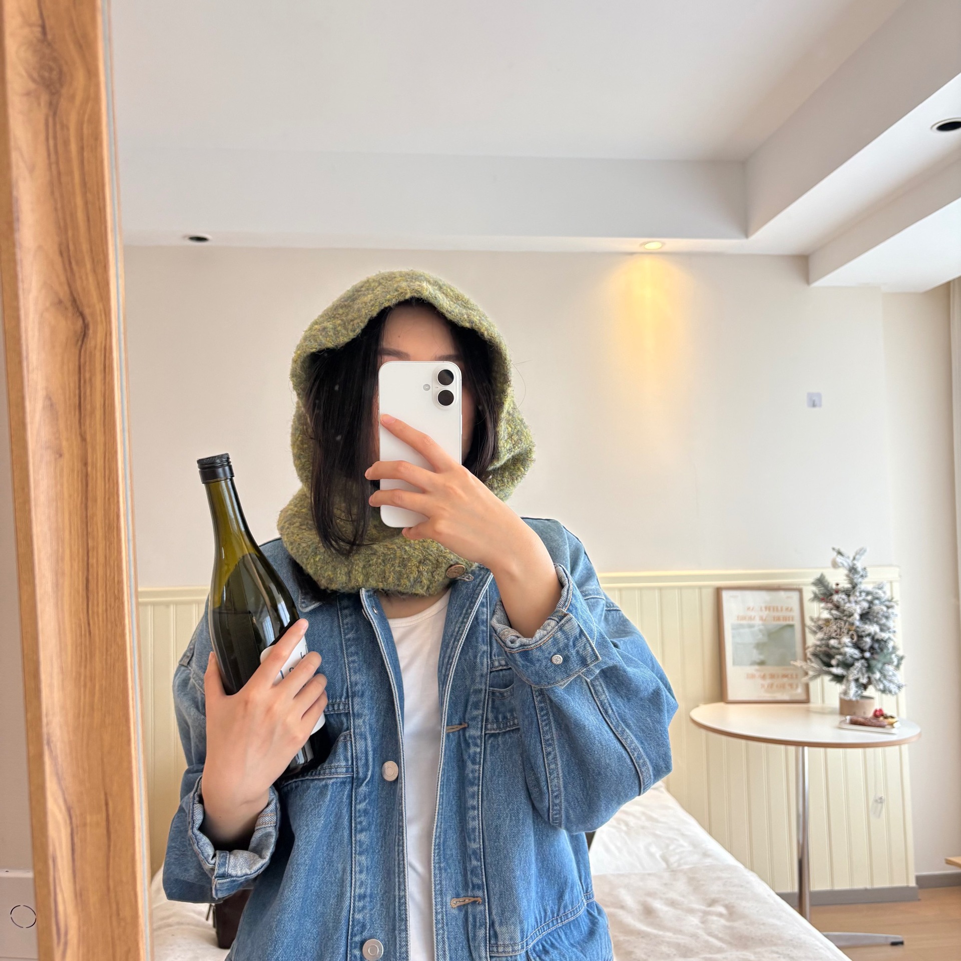 Korean Style Loop Wool Buckle Decorative Balaclava Hat Autumn and Winter New Warm Baotou Face Small Knitted Hat