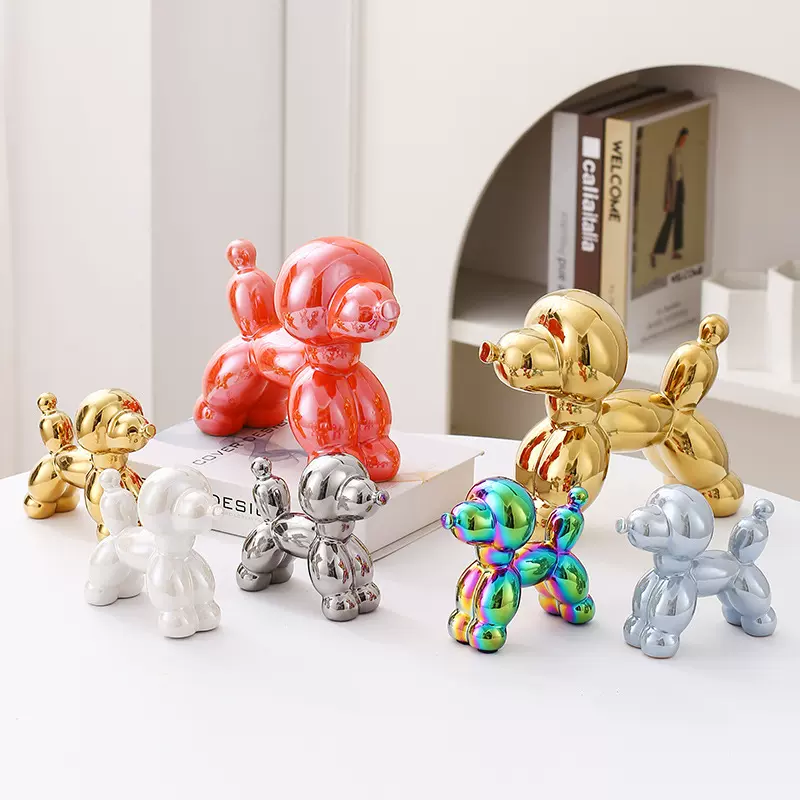 电镀陶瓷摆件贵宾狗 客厅酒柜网红轻奢桌面展示摆件现货小狗摆件