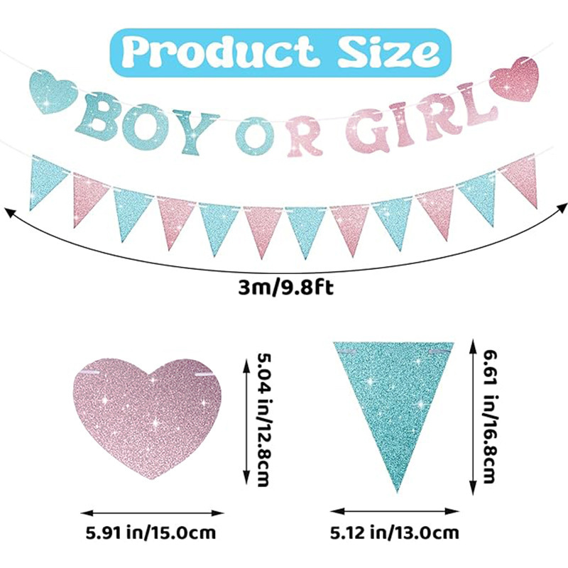 BOY O GIRL Baby Sex Revelar Banner Flashing Baby Sex Revelar Decoración de fiesta
