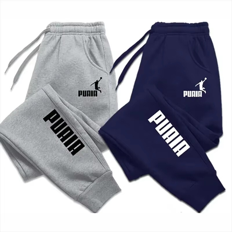 Puaia Printed Men's Pants Autumn and Winter New Sports Jogging Pants Fitness Loose Fit Solid Color Set Street Pants