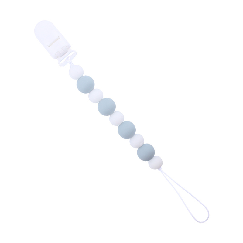 Nuevo bebé suministros de silicona chupete cadena calmante tamaño bebé cuentas mordedura pegamento molar anti-gota cadena AliExpress