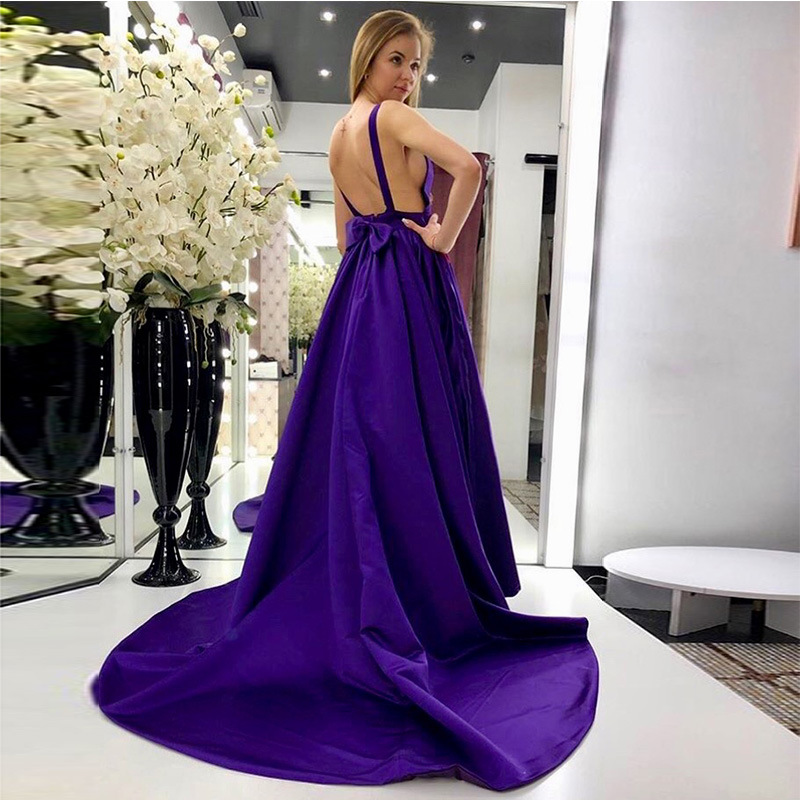 El Comercio exterior europeo y americano Amazon AliExpress deseo vestido de noche de las mujeres sexy backless satén simple vestido largo image 5