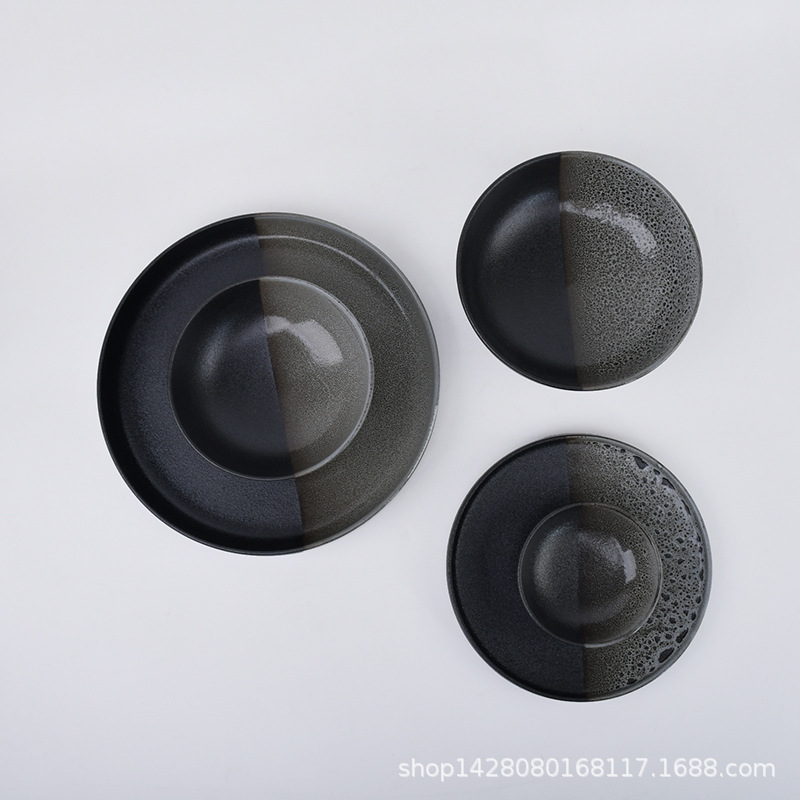 Placa de cerámica comercial japonesa Tai Chi Sushi Placa de restaurante hotel característica tazón de fideos grande placa de filete redonda cubiertos