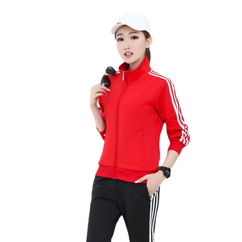 La primavera y el otoño tres barras hombres y mujeres traje deportes y ocio pareja traje grupo compra campus ropa grupo ropa imprimible LOGO